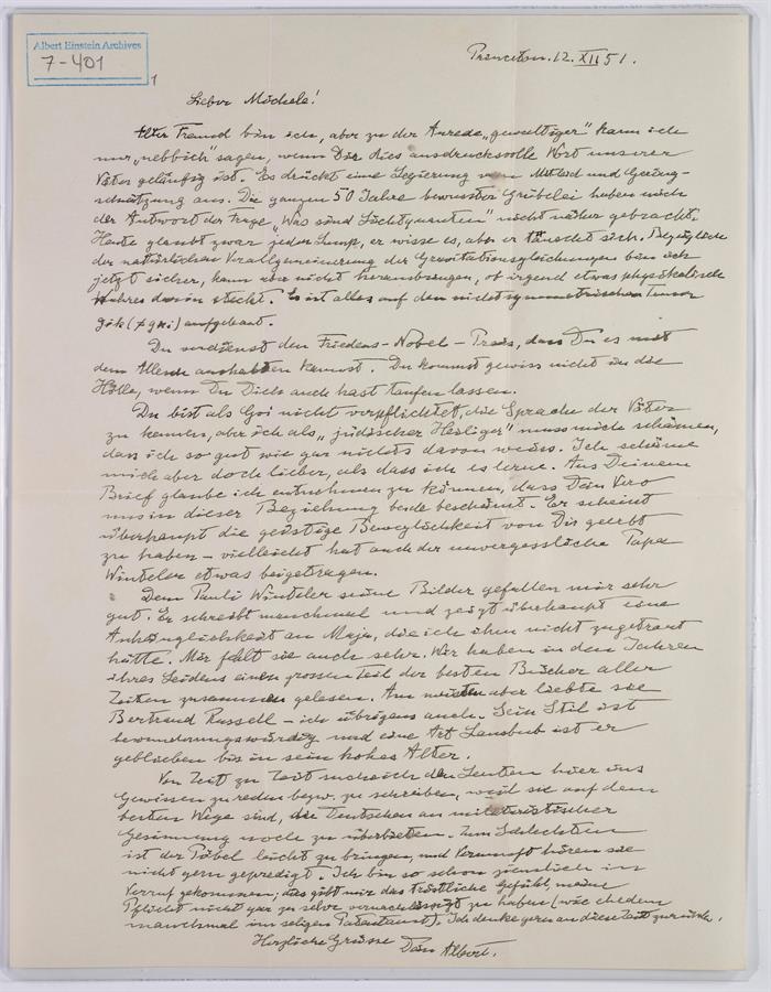 Carta escrita por Einstein a su amigo e ingeniero ítalo-suizo Michele Besso. (EFE)