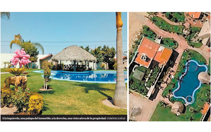 A la izquierda, una palapa del inmueble; a la derecha, una vista aérea de la propiedad. (Verónica Díaz)