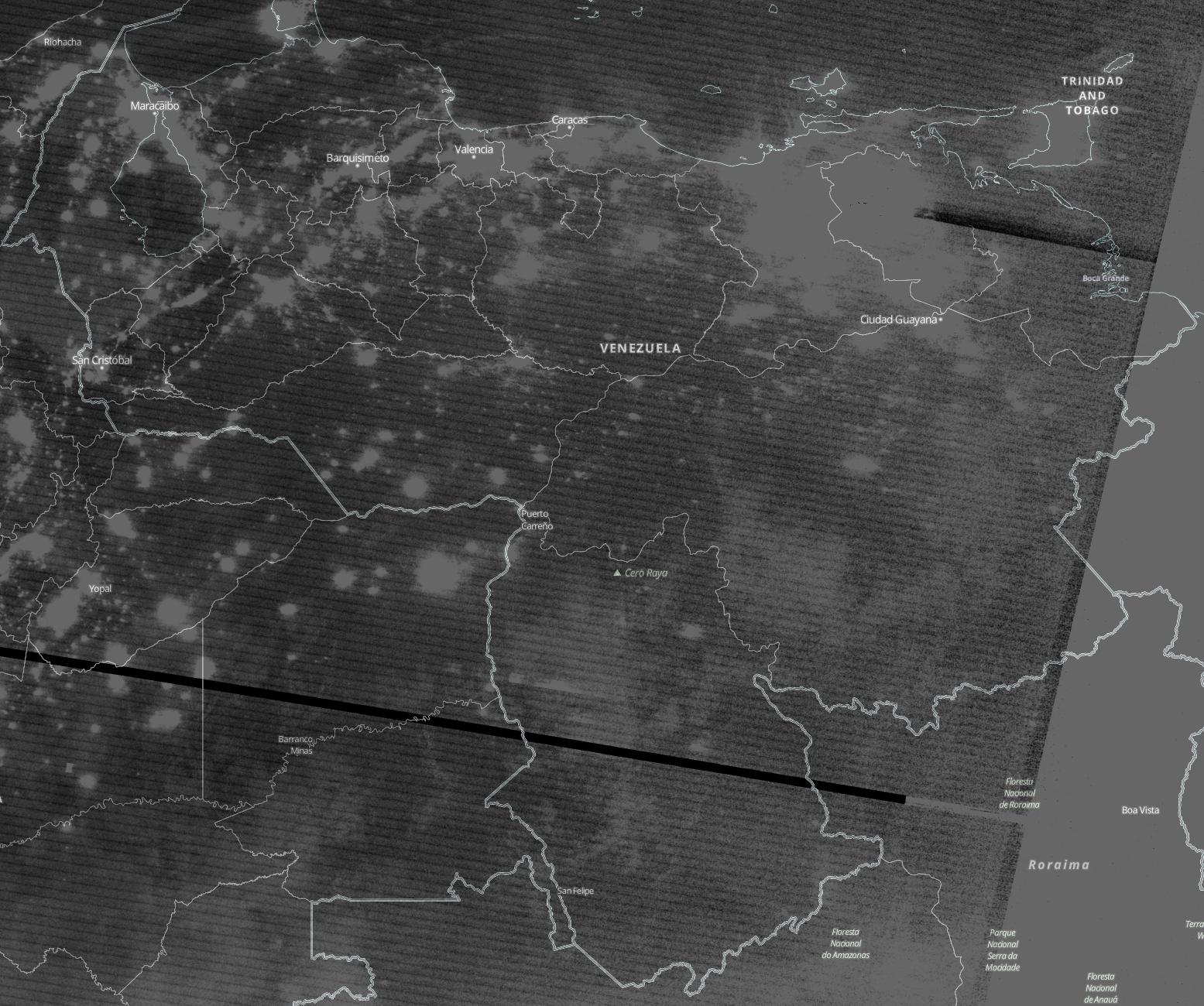 Desde la tarde del jueves, Venezuela se ha quedado en algunos puntos sin electricidad. (NASA)