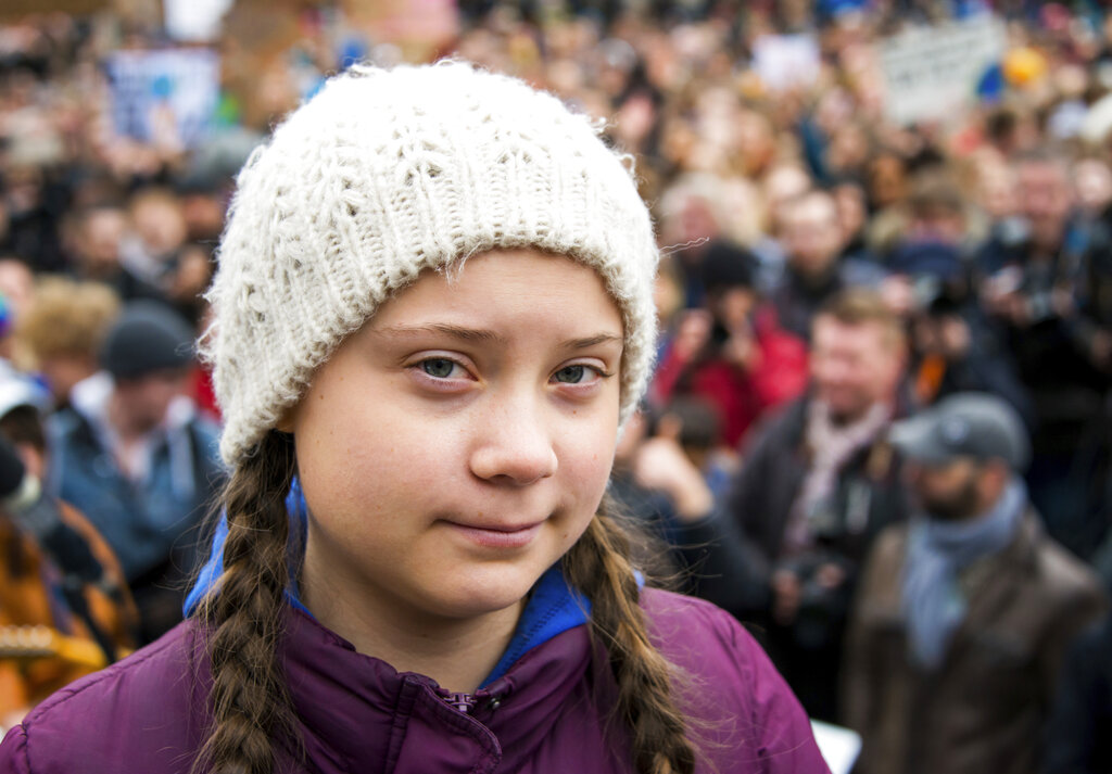 Greta Thunberg, la joven que inició las protestas estudiantiles por el cambio climático (AP).