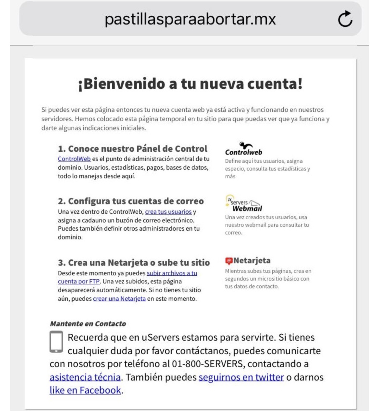 En la página de pastillas para abortar sólo se ve un promocional para usar el sitio. | Pedro Domínguez