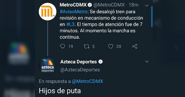 Publicación del Metro CDMX (Twitter MetroCDMX)