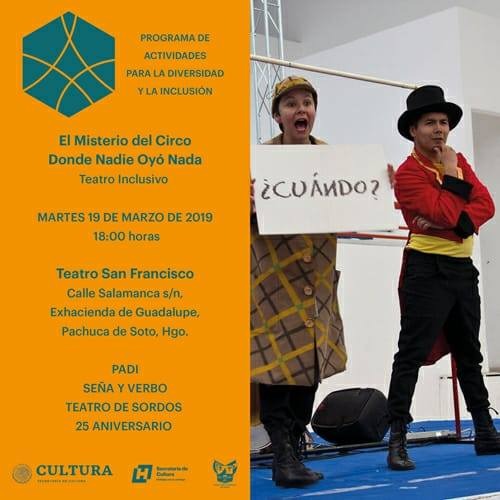 Presentarán obra “El misterio del circo donde nadie oyó nada”. (Cortesía)