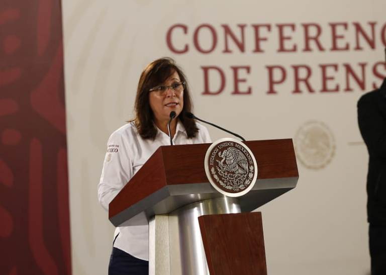Rocio Nahle, secretaria de Energía durante su intervención. (Héctor Téllez)