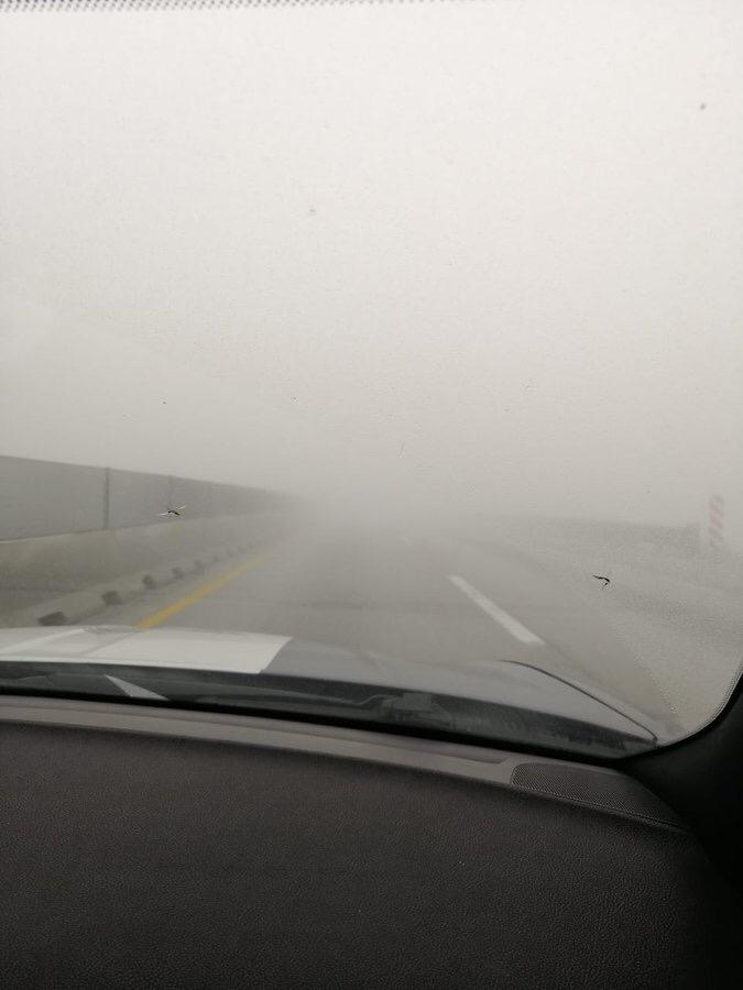 La neblina ha provocado poca visibilidad en el tramo del kilómetro 54 hasta el 82. (Especial)
