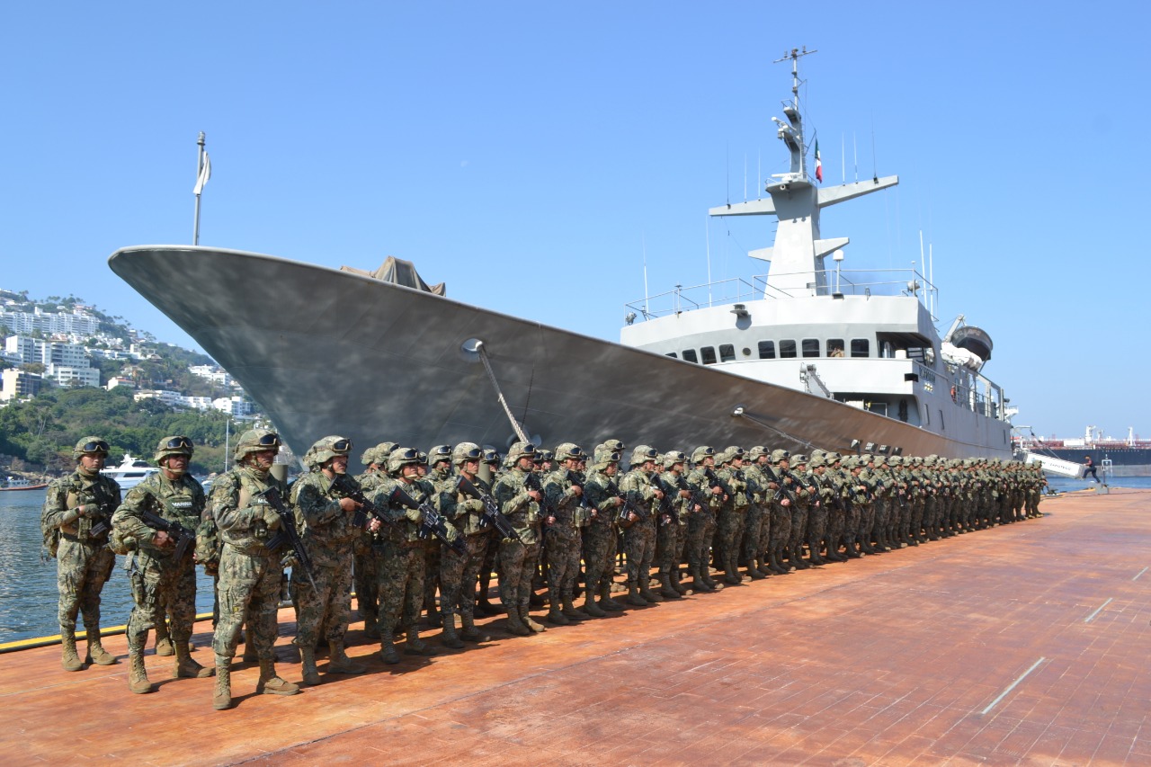 Al puerto de Acapulco, Guerrero llegaron 150 infantes de Marina que relevaron al personal comisionado en labores de apoyo a la seguridad pública. (Esp