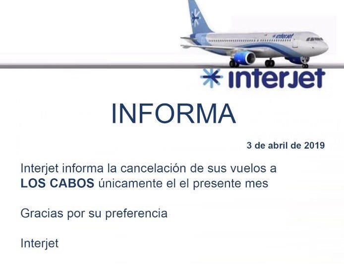 Así son los anuncios falsos que informan la supuesta cancelación de vuelos de Interjet.