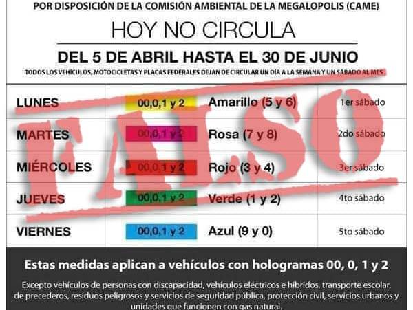 La CAMe desmintió el calendario y pidió a la población evitar su difusión. | Twitter @CAMegalopolis