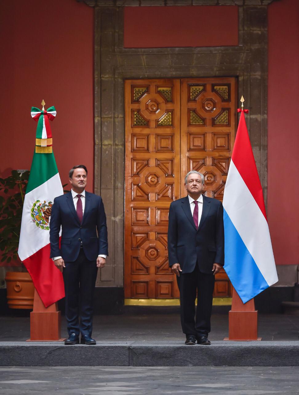 López Obrador recibió al primer ministro de Luxemburgo en Palacio Nacional.