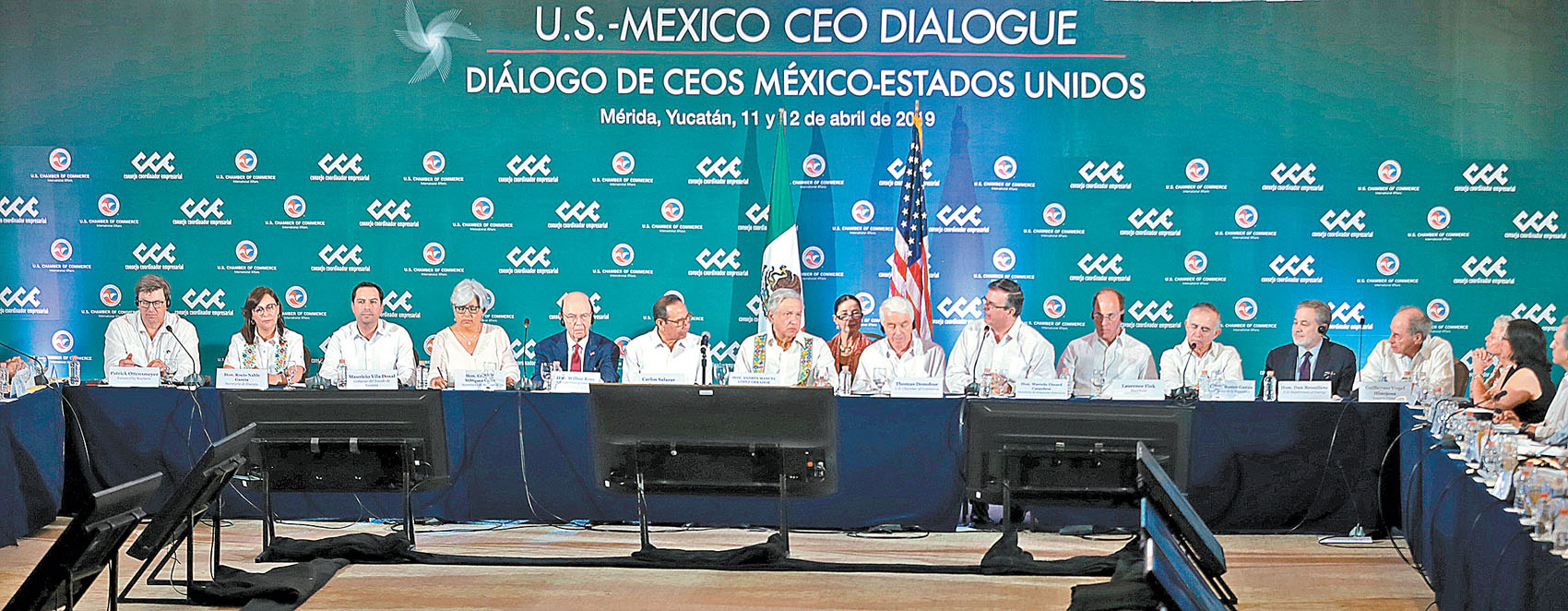 Ayer se llevó a cabo en Mérida la 11 edición del US-Mexico CEO Dialogue, que reúne a empresarios y funcionarios de alto nivel. (Jesús Quintanar)