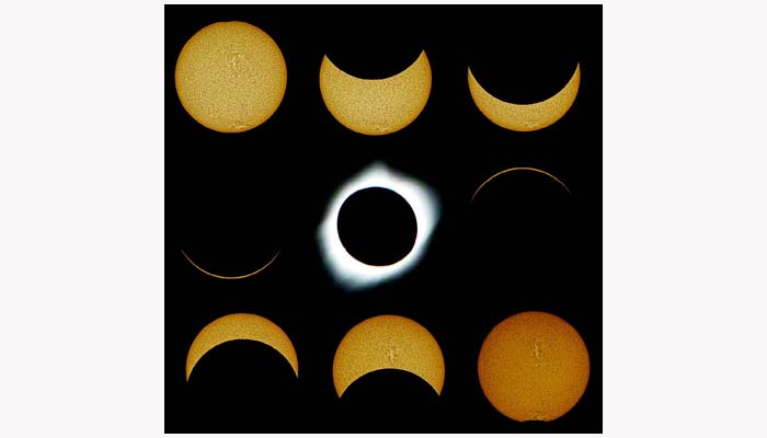 La imagen de hoy, representa varias fases del eclipse total de Sol.