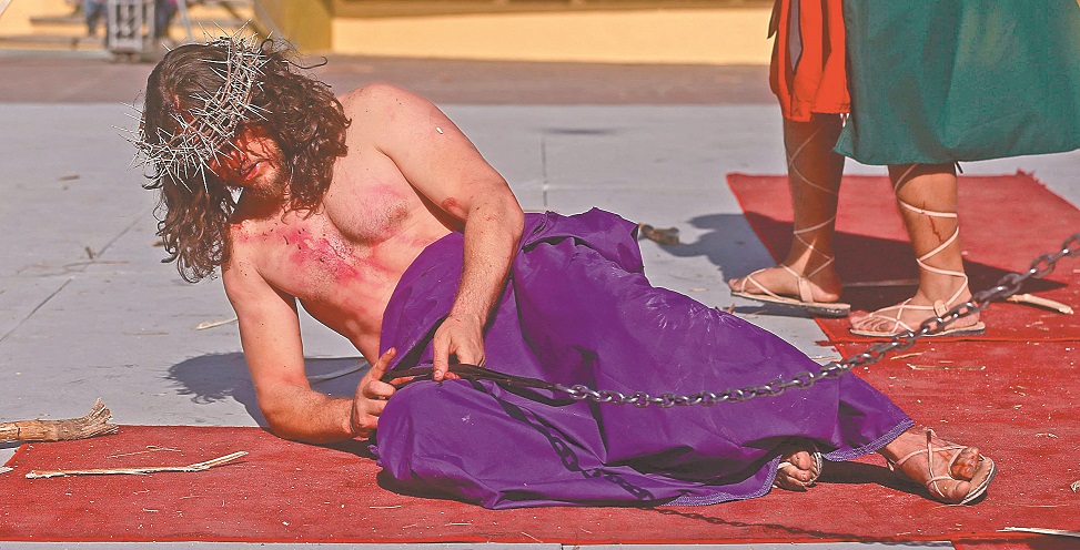Iván Alejo Guareño, de 36 años de edad, representó a Jesús de Nazareth. (FERNANDO CARRANZA)