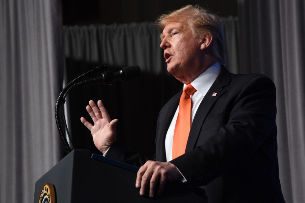 Donald Trump en la cumbre sobre Medicamentos, abuso de drogas y heroína en Atlanta (AFP)