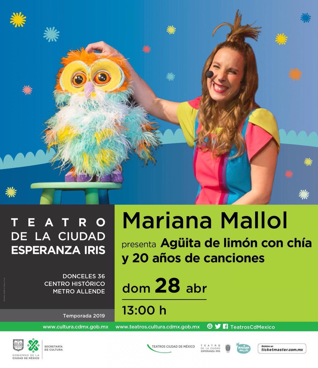 La cita es el domingo 28 de abril a la 1 pm, en el Teatro de la Ciudad Esperanza Iris. (Twitter @TeatrosCdMexico)