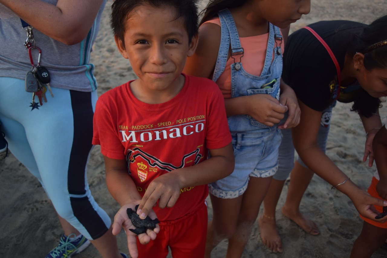 Acompañados de niños y niñas, personal de la Estación Oceonográfica ayudaron a decenas de tortugas. (Especial)