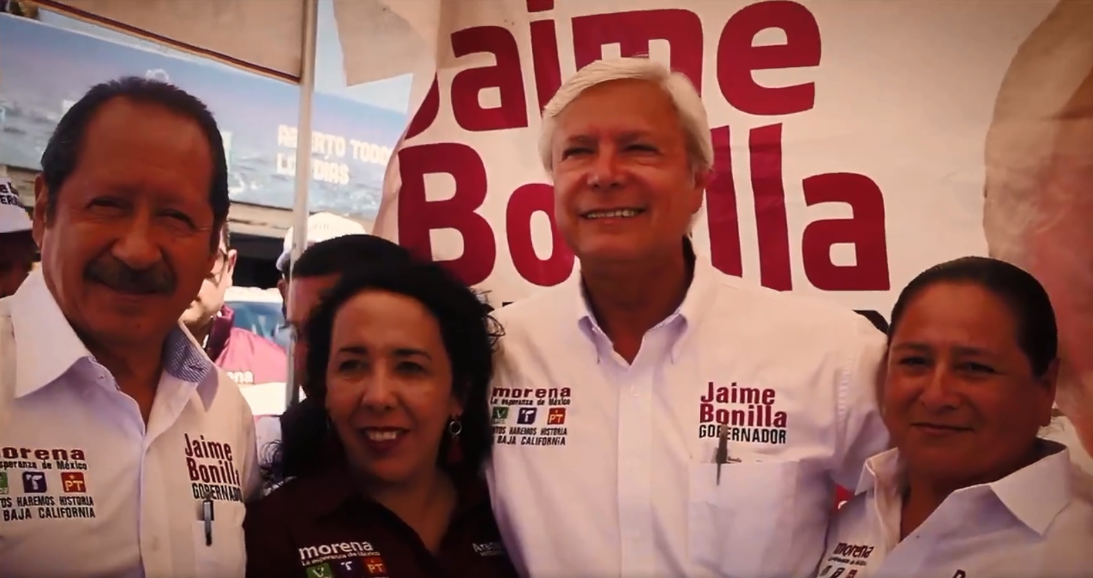 Leonel Godoy junto al candidato de Morena para Baja California Jaime Bonilla (@yeidckol)