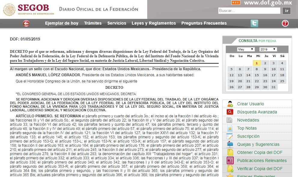 Diario Oficial de la Federación. (Milenio Digital)