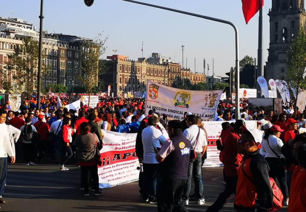 Sindicatos de trabajadores alistan protesta en Zócalo de CdMx. | César Velázquez