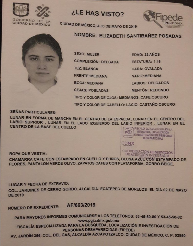 Una estudiante de la Facultad de Ciencias fue reportada como desaparecida en Ecatepec. (Especial)