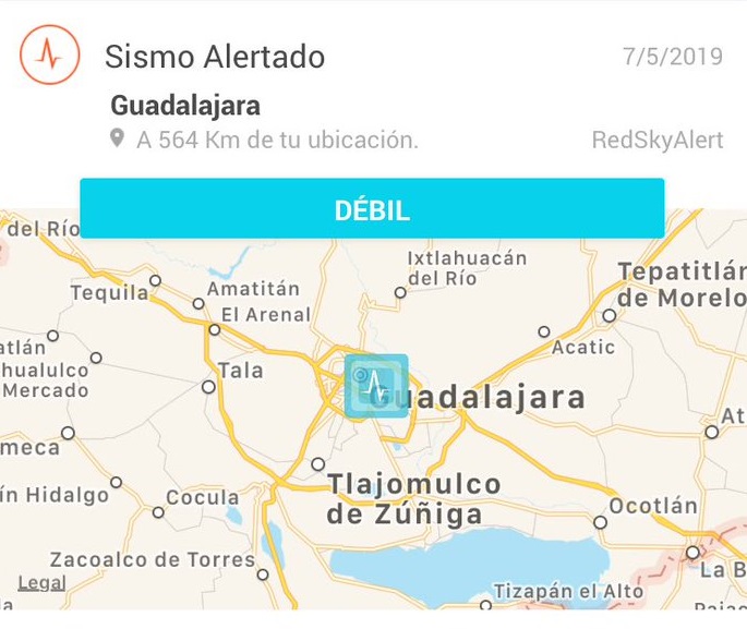 SkyAlert detectó un sismo de intensidad débil en Guadalajara. (Especial)