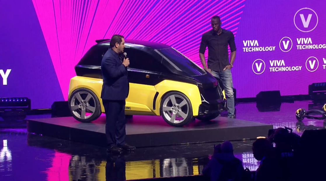 Usain Bolt en la presentación del auto electrico B-Nano (Captura de pantalla)