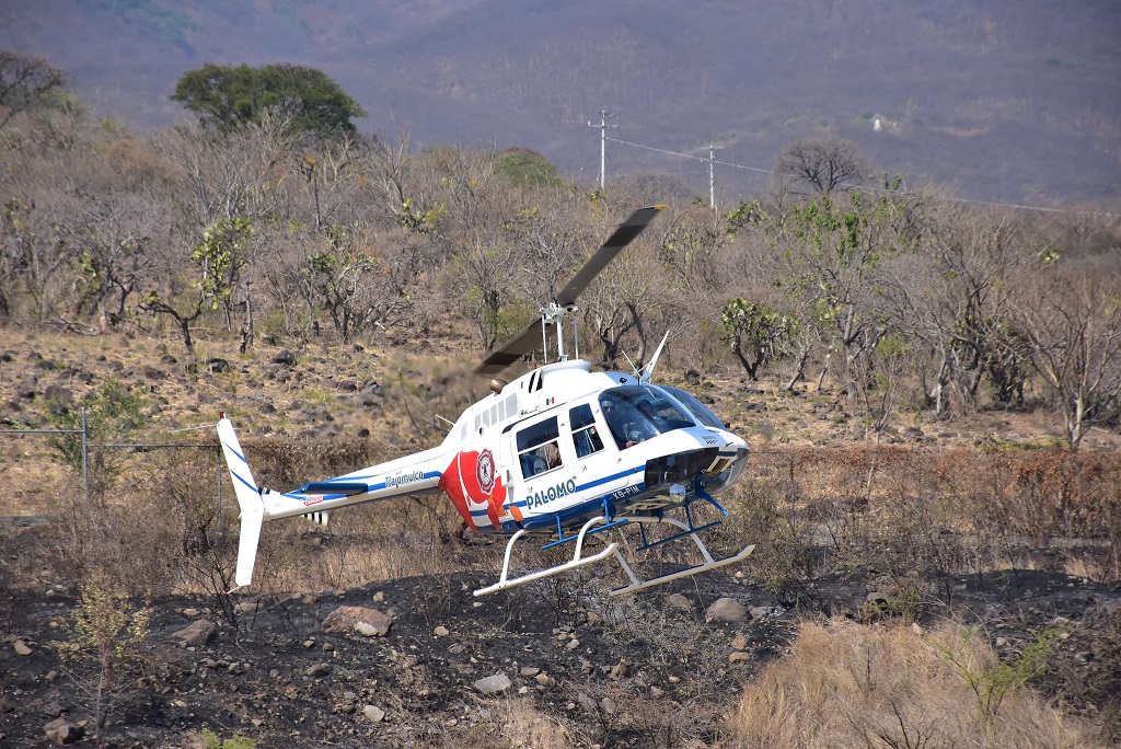 En el helicóptero El Palomo, inspeccionaron el área. ESPECIAL)