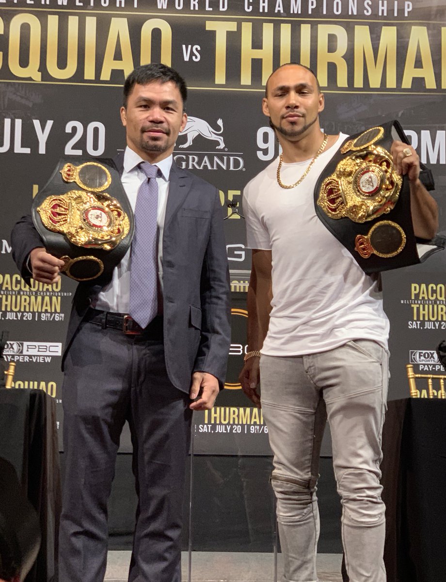 Manny Pacquiao y Keit Thurman (Twitter @MannyPacquiao)