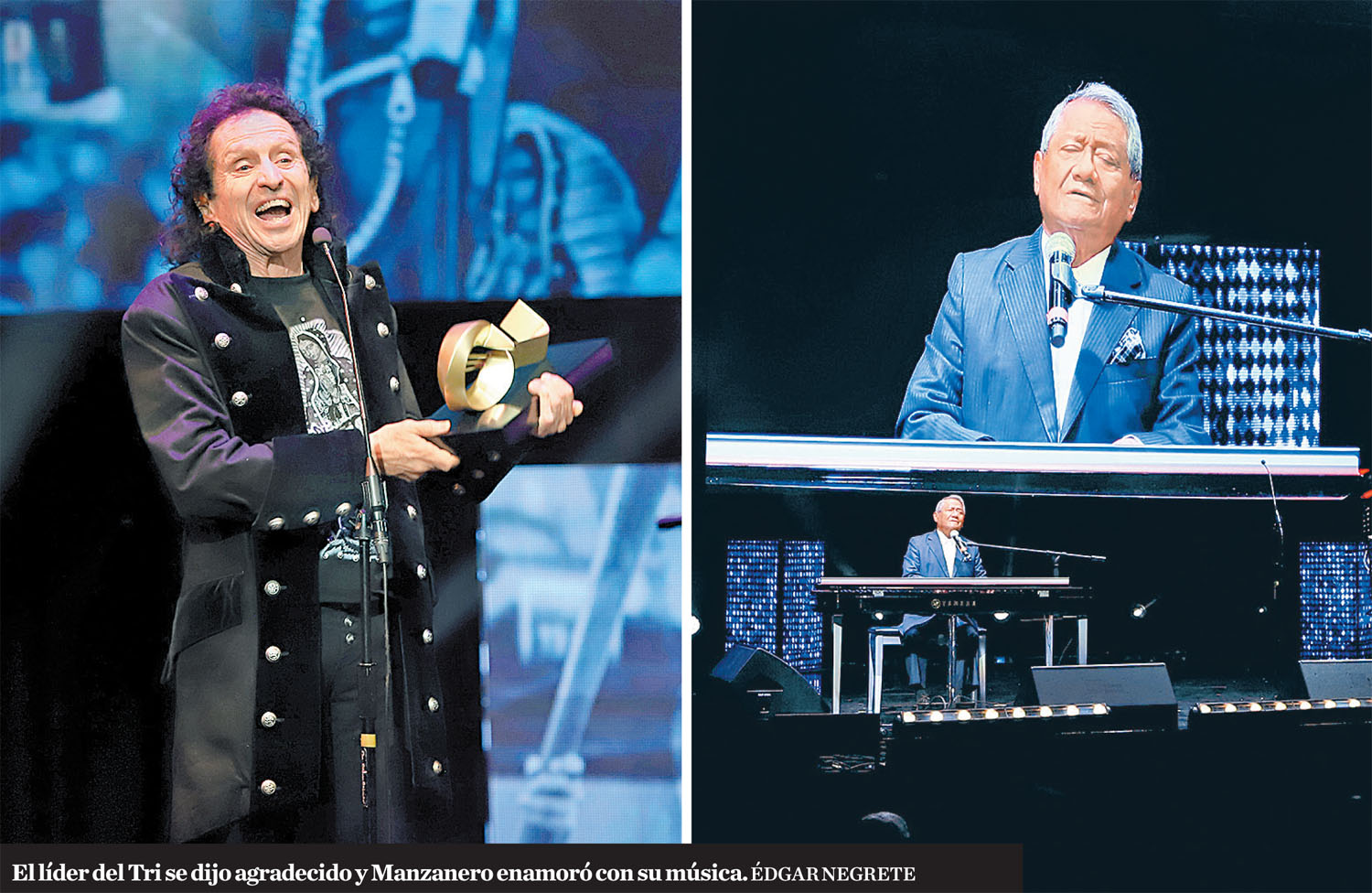 El líder del Tri se dijo agradecido y Manzanero enamoró con su música. (Édgar Negrete)