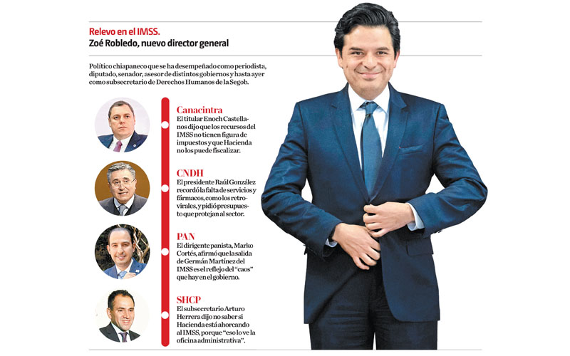 Relevo en el IMSS. Zoé Robledo, nuevo director general. (Gráfico: MILENIO)