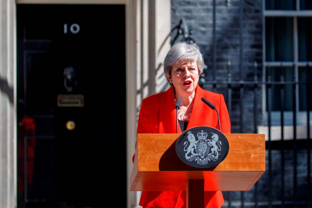 Theresa May anunció su dimisión como primera ministra británica, dejará el cargo el 7 de junio (AFP)