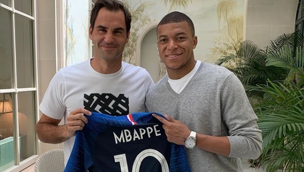 Federer y Mbappé en Roland Garros (instagram Federer)