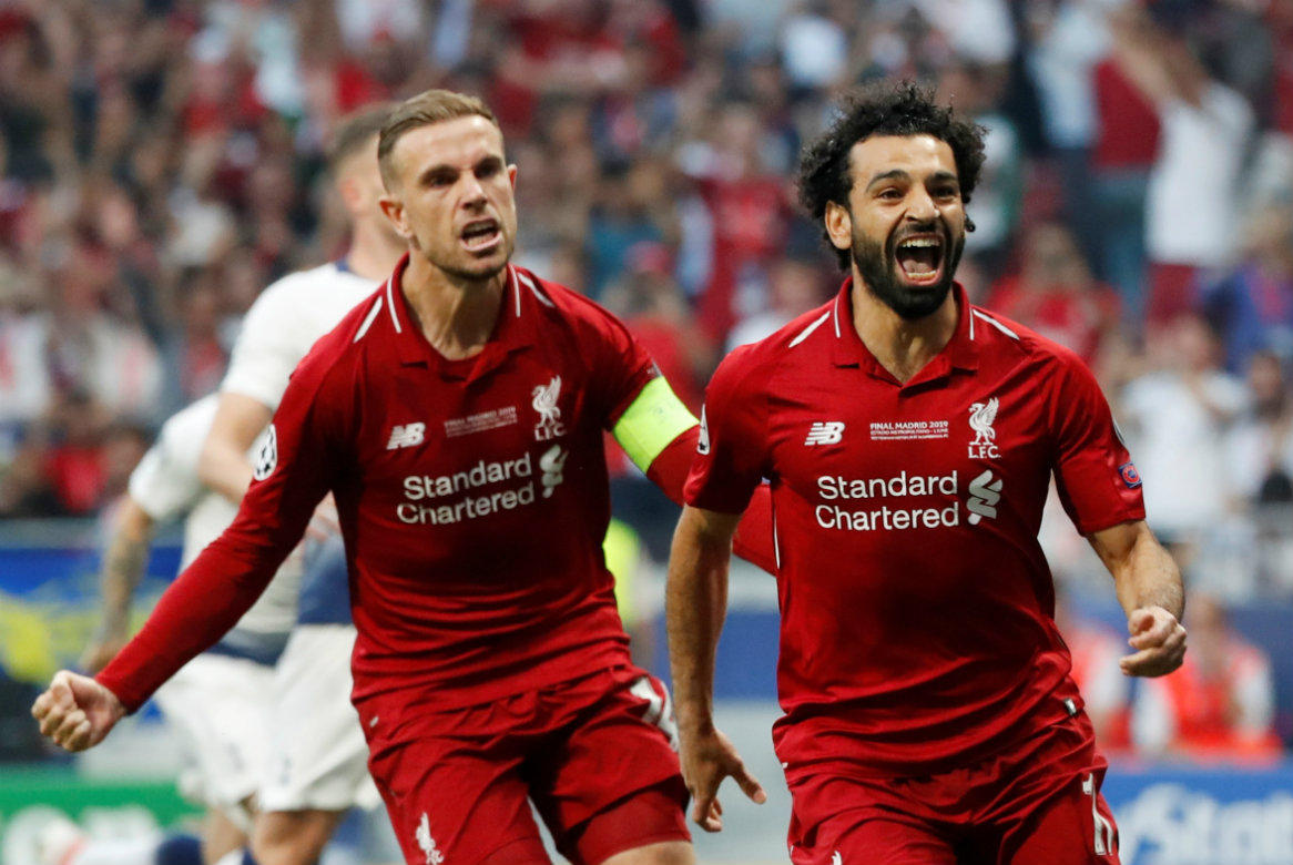 Mohamed Salah celebra gol en Final de UEFA Championes League (Reuters)