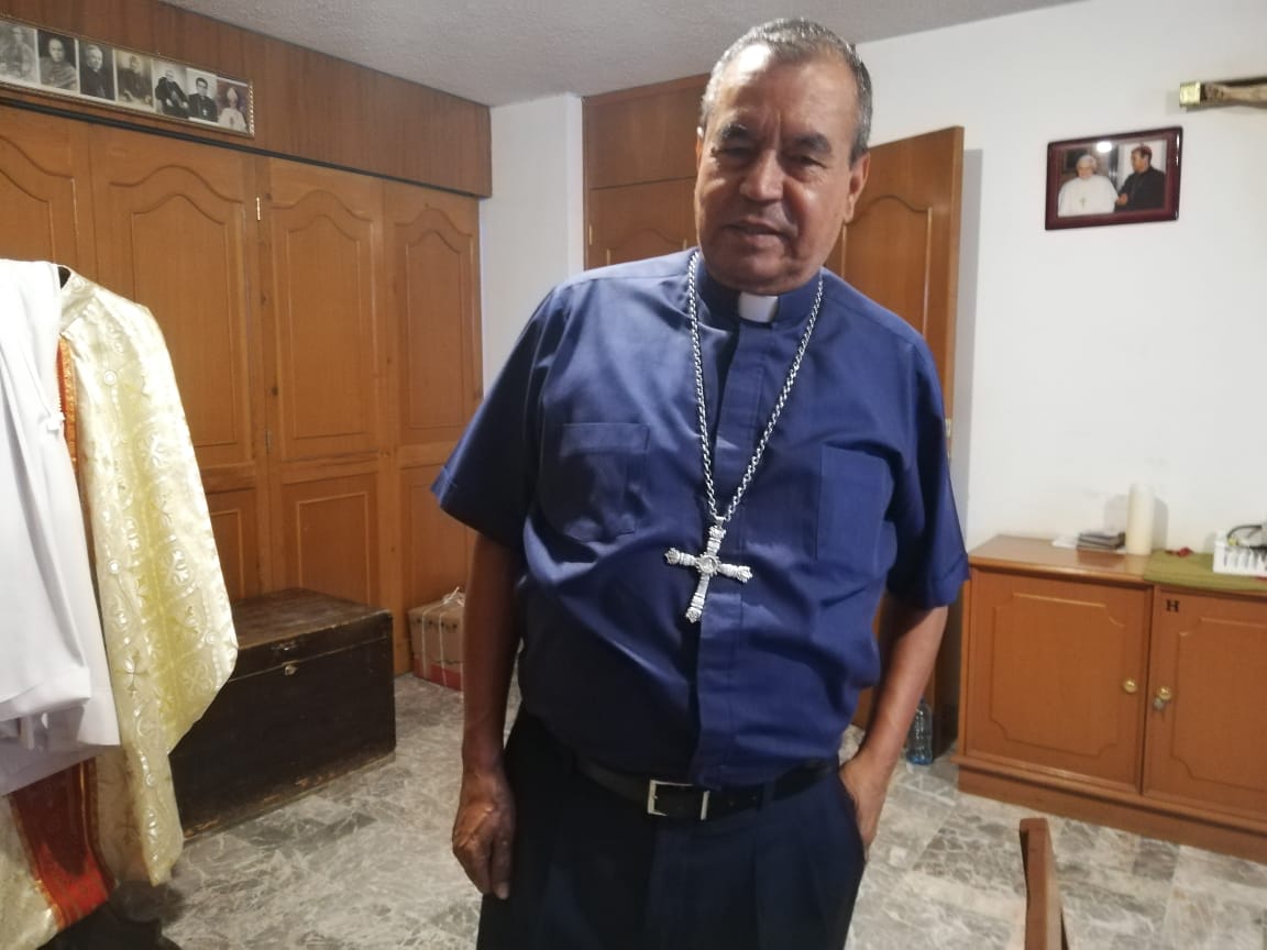 Domingo Díaz Martínez, Arzobispo de Tulancingo, previo a la homilía dominical en Pachuca. (Elizabeth Hernández)