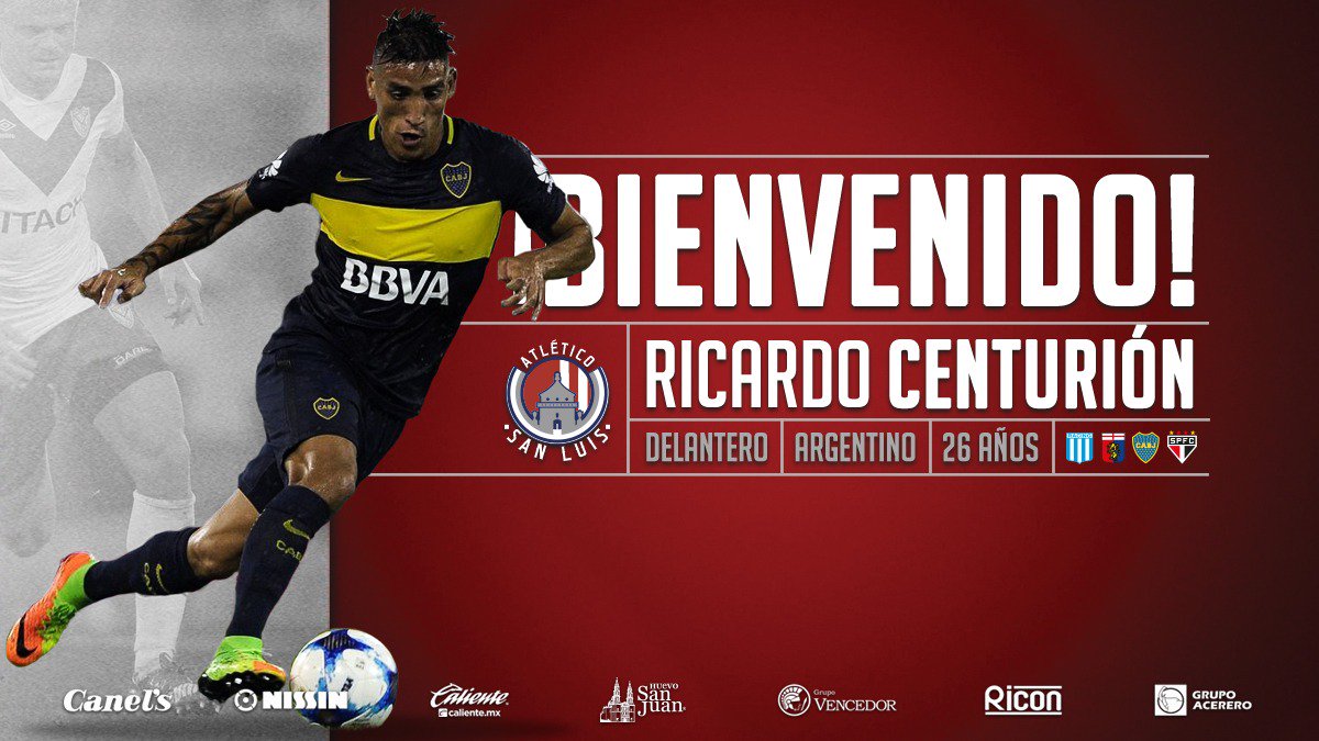 Ricardo Centurión ya es jugador del Atlético San Luis (Twitter @AtletideSanLuis)