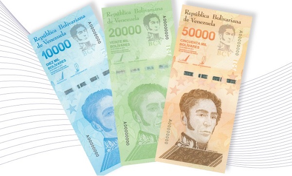 Nuevos billetes en Venezuela tendrán denominación de 10 mil, 20 mil y 50 mil bolívares.