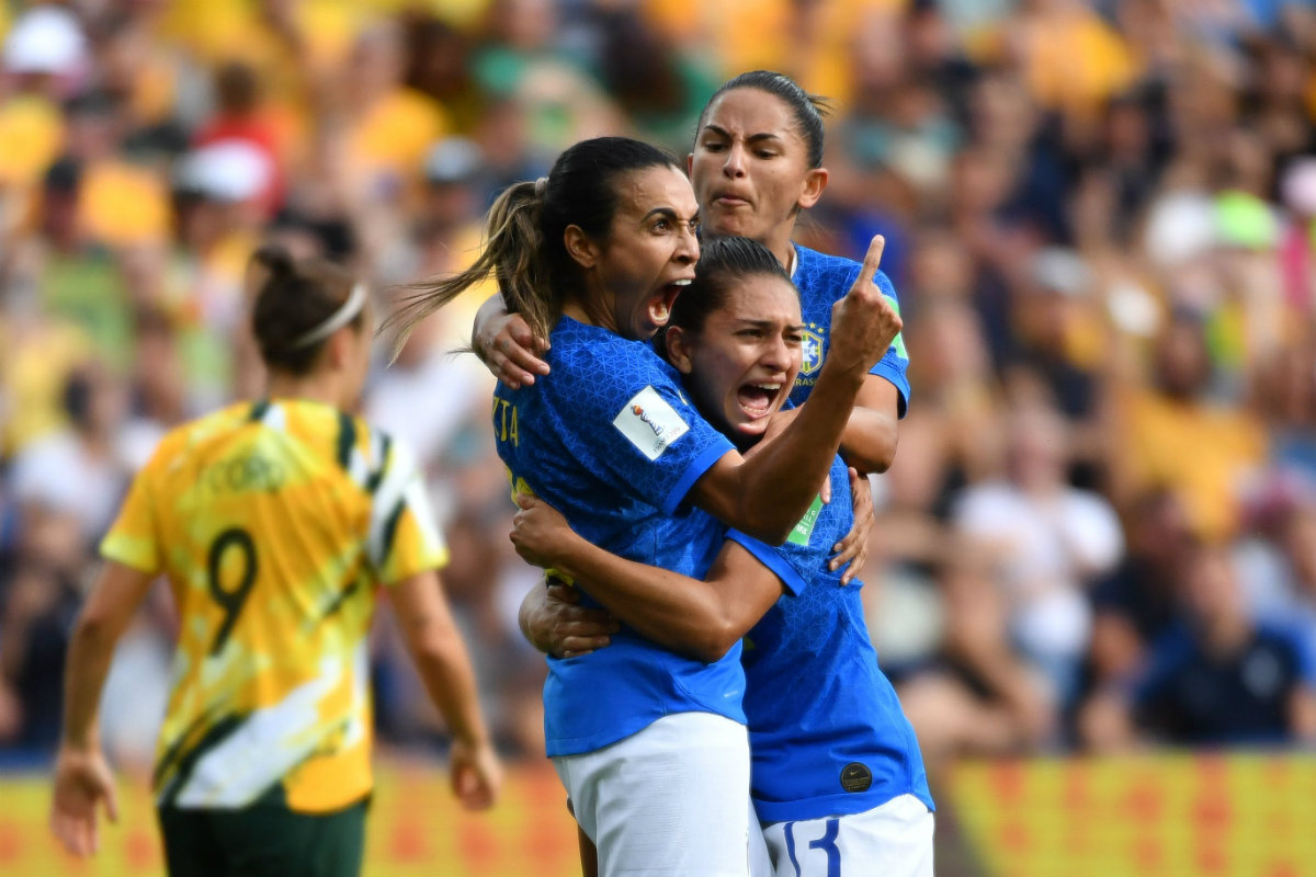 La brasileña Marta en festejo de gol ante Australia (AFP)