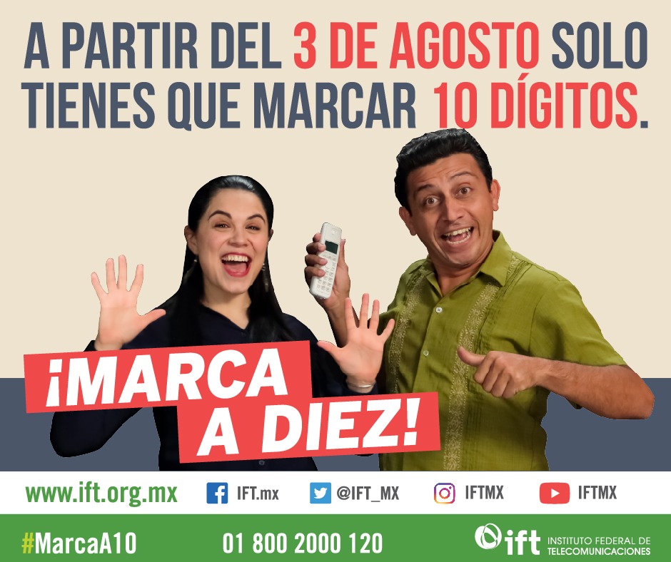 números telefónicos serán de 10 dígitos