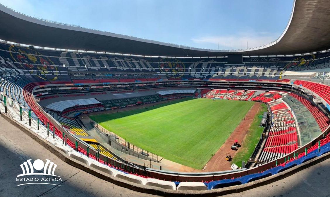 Así luce la cancha del Estadio Azteca con el nuevo césped (Twitter: Estadio Azteca)