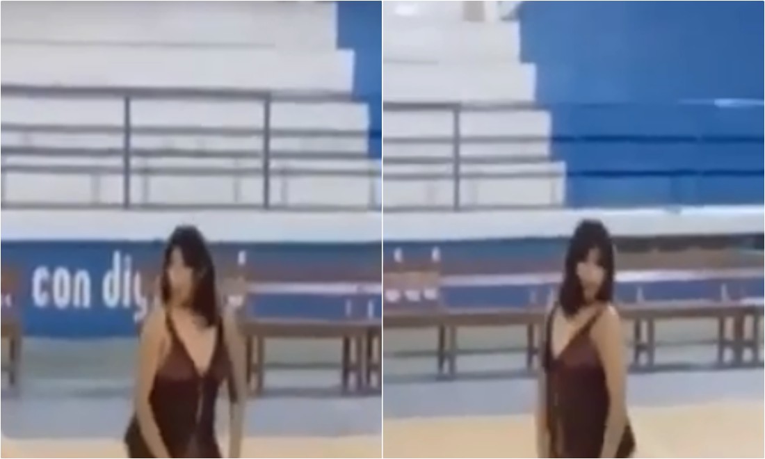 La maestra sorprendió a padres, madres y alumnos al bailar reguetón en el festival del día del padre (YouTube).