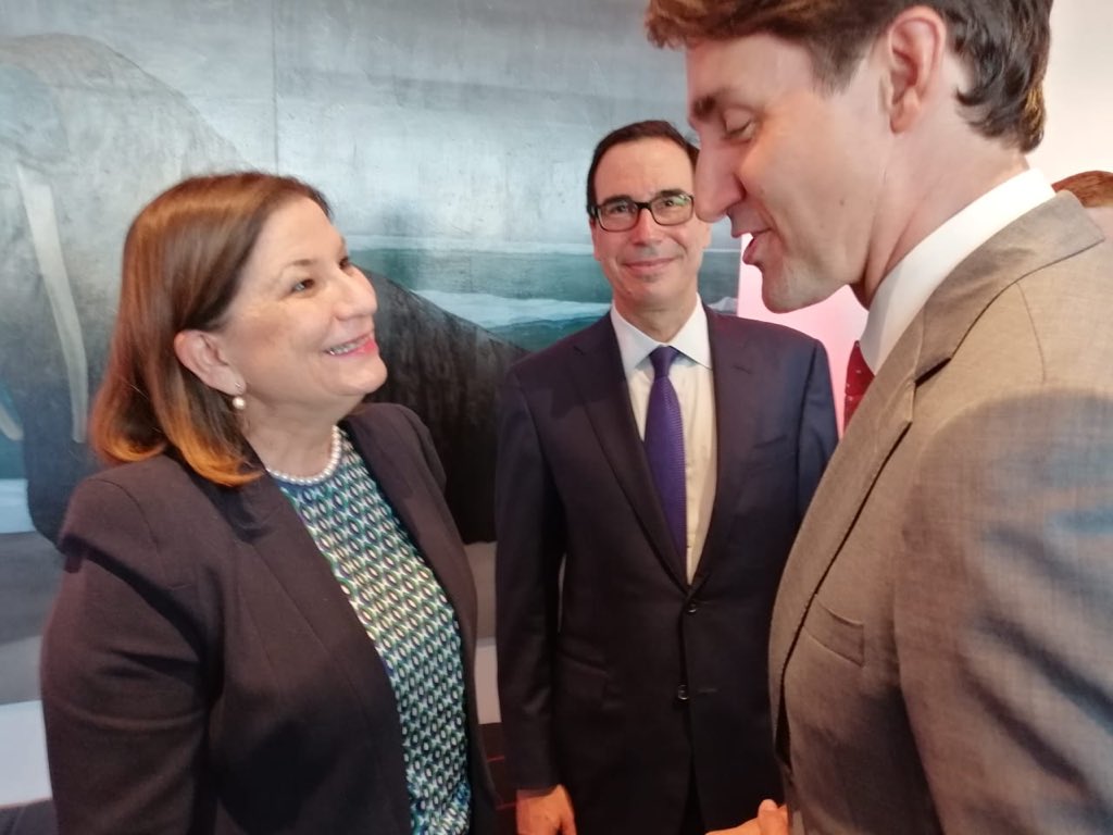 Martha Bárcena con Justin Trudeau y Steven Mnuchin  (@Martha_Barcena)