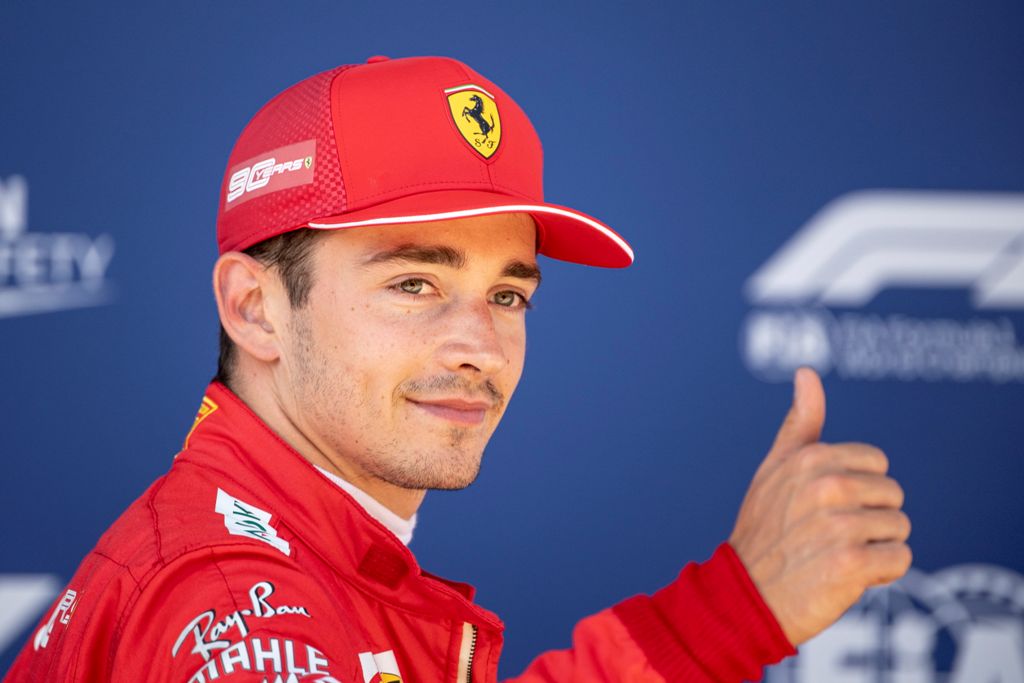 El piloto de F1, Charles Leclerc (Ferrari) celebra su clasificación (EFE)