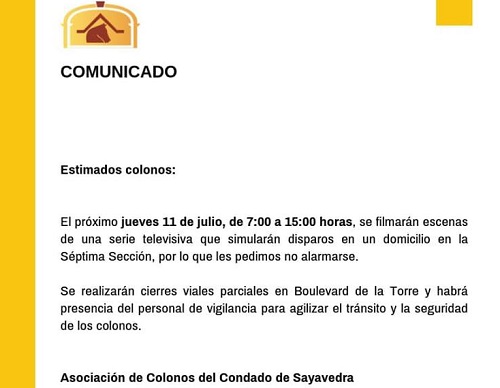 Aviso vecinal. (Especial)