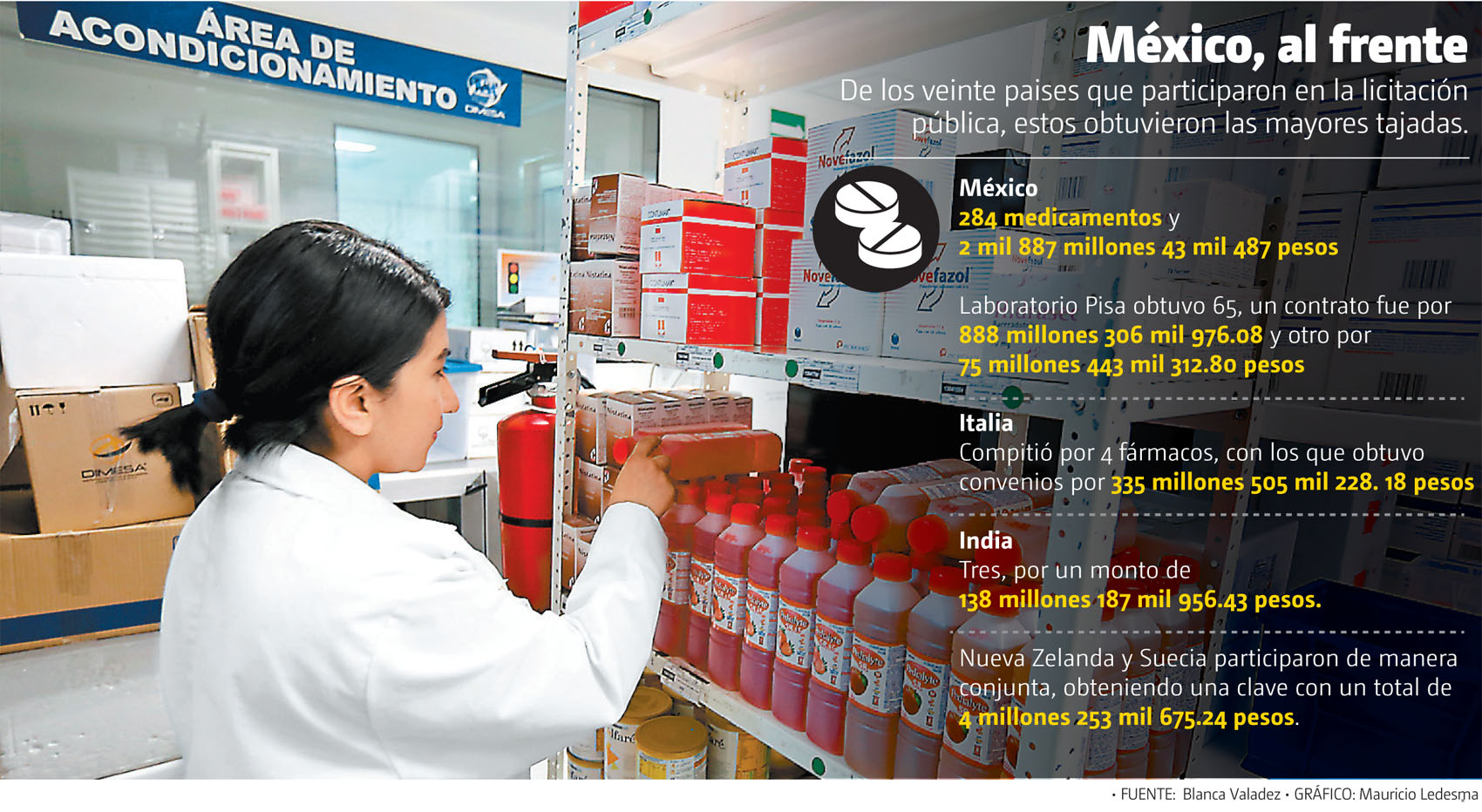 México, al frente. De los veinte países que participaron en la licitación pública, estos obtuvieron las mayores tajadas. (Gráfico: Mauricio Ledesma)
