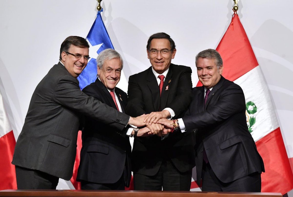 Marcelo Ebrard, secretario de Relaciones Exteriores, en el cierre de la cumbre de la Alianza del Pacífico (@m_ebrard)