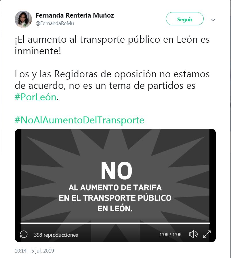 Regidores se pronuncian en contra del incremento tarifario en León