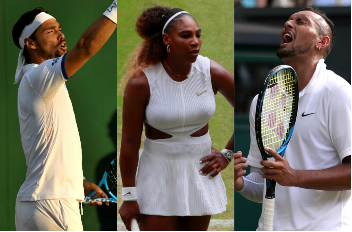 Fabio Fognini, Nick Kyrgios y Serena Williams sancionados en Wimbledon (Reuters)