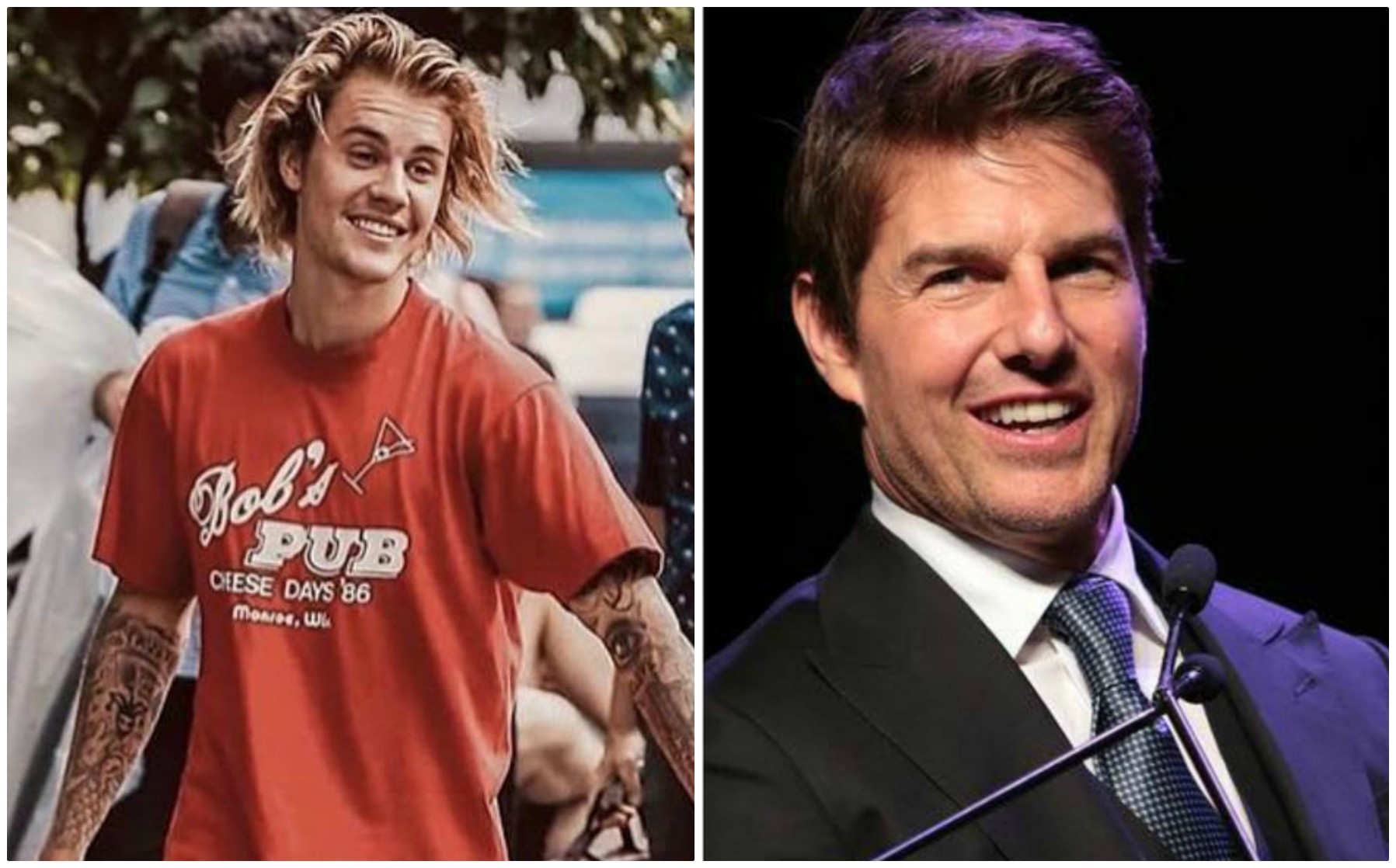 Justin Bieber molesta a Tom Cruise, con el Bottlecapchallenge