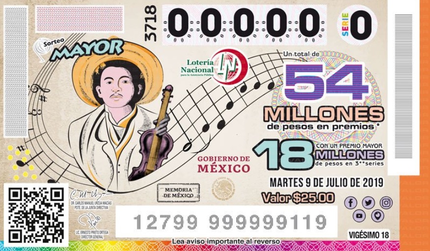 Lotería Nacional rinde homenaje a Juventino Rosas (Twitter).