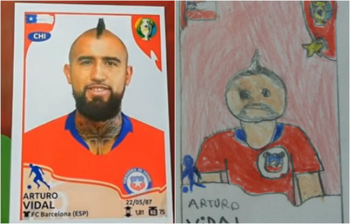 Estampa de Arturo Vidal dibujada por un niño (Especial)