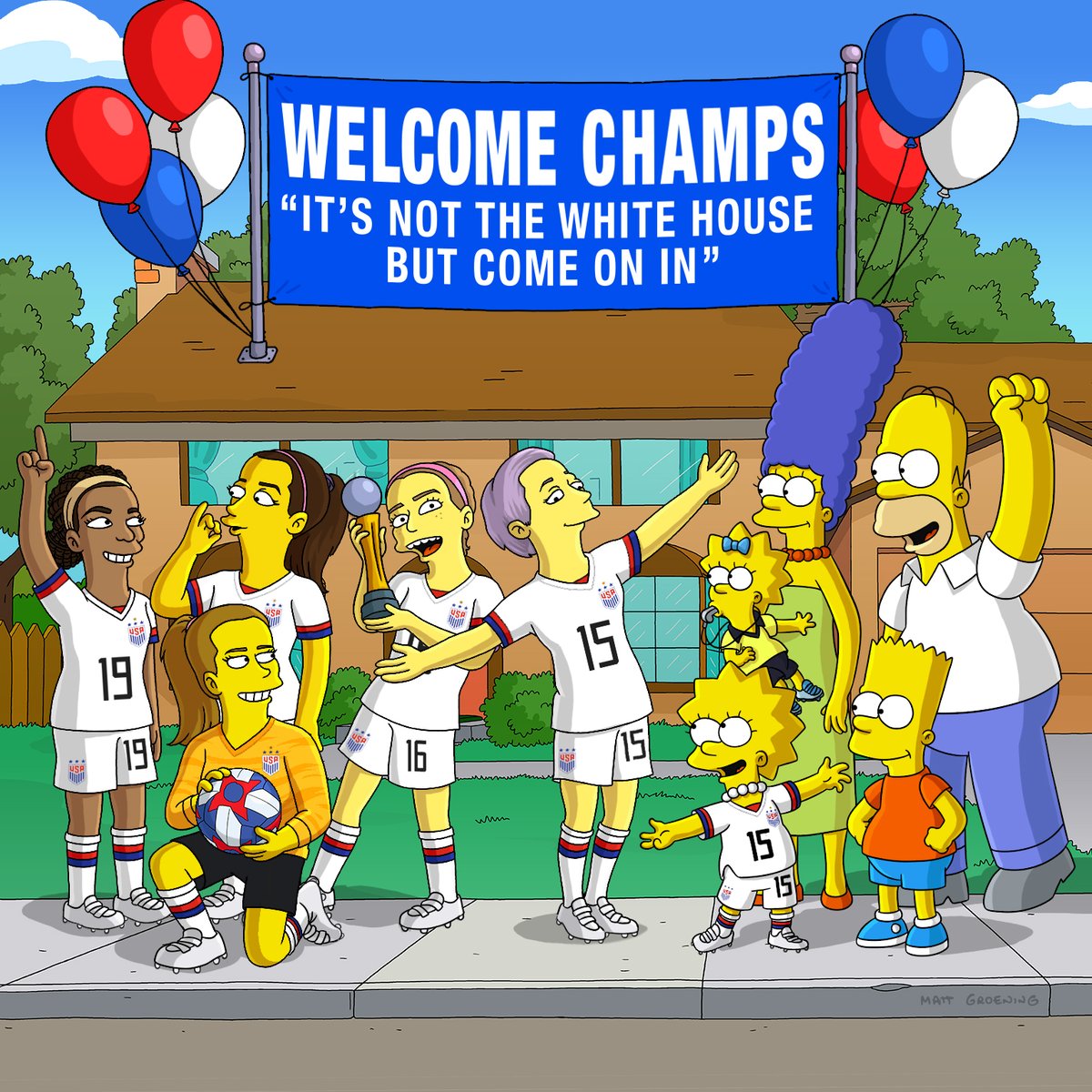 Los Simpsons no dejaron pasar el nuevo título mundial de las norteamericanas (Twitter @TheSimpsons)